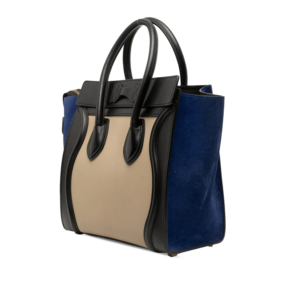 Pre-Loved Celine Micro Tricolor Calfskin and Suede Luggage Tote - Picture 2 of 7